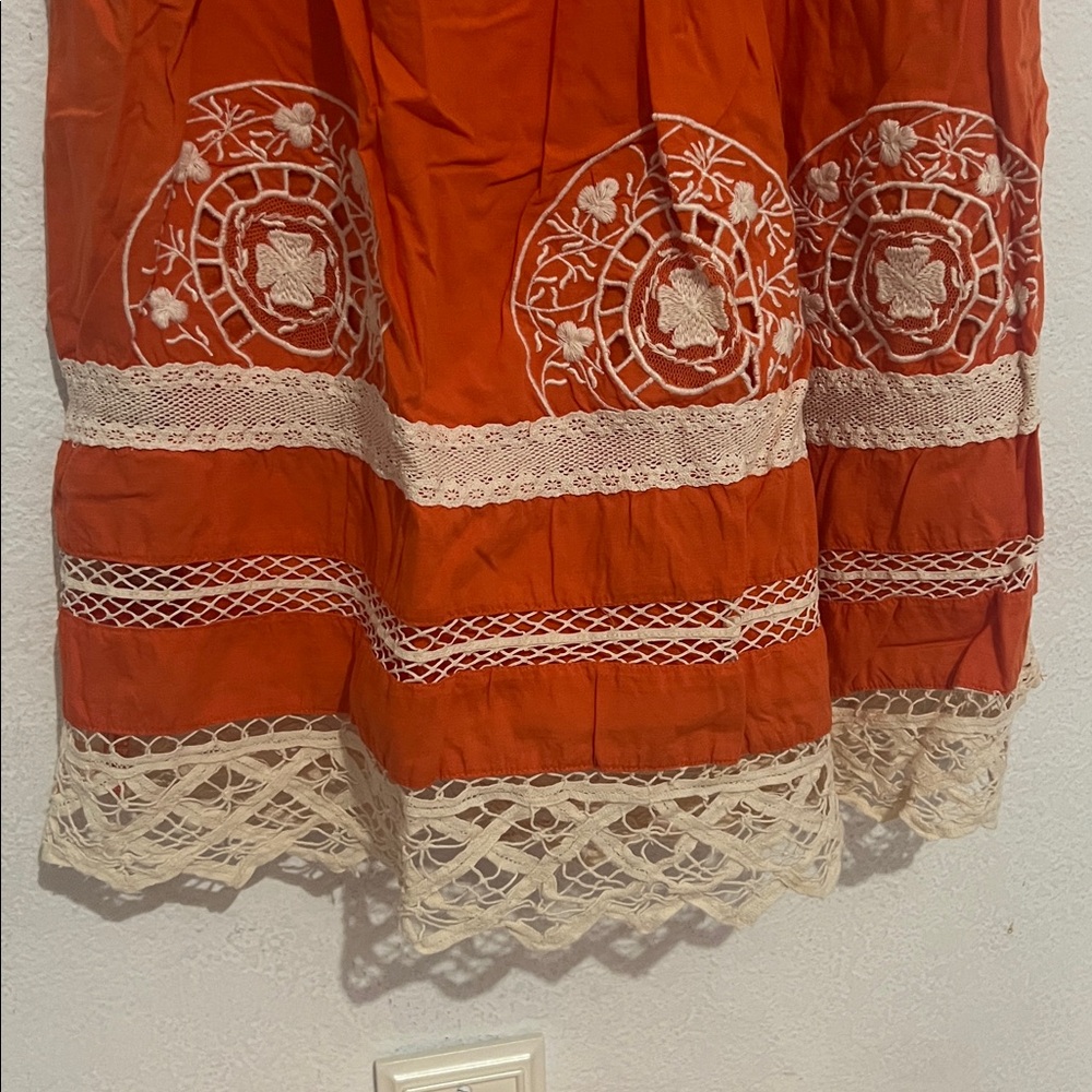 Moulinette Soeurs Orange and Cream Lace Dress - Picture 3 of 4